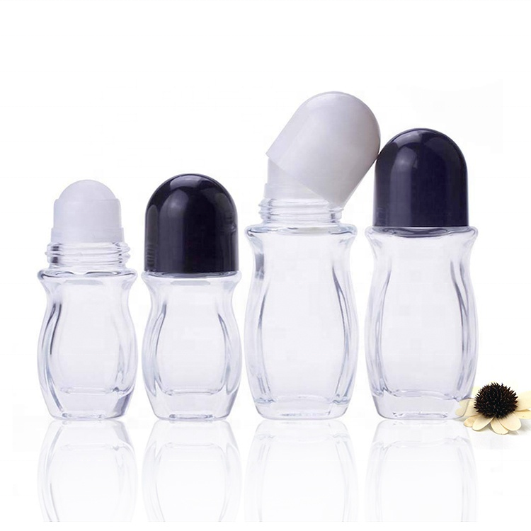 Hot Empty 30ml 50ml Deodorant Roll On Glass Amber Perfume Bottle Essential Oil Bottle