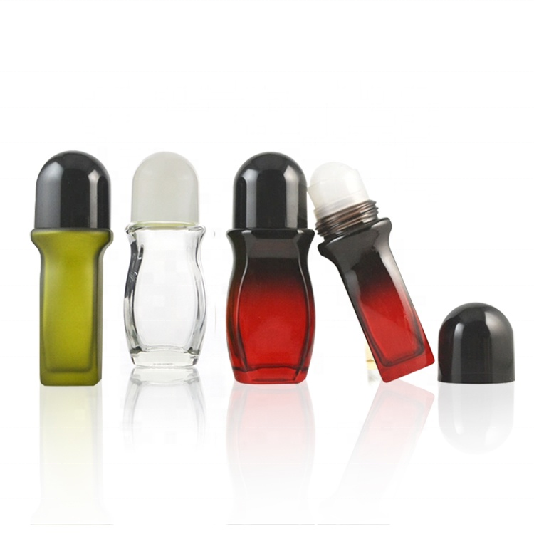 Hot Empty 30ml 50ml Deodorant Roll On Glass Amber Perfume Bottle Essential Oil Bottle
