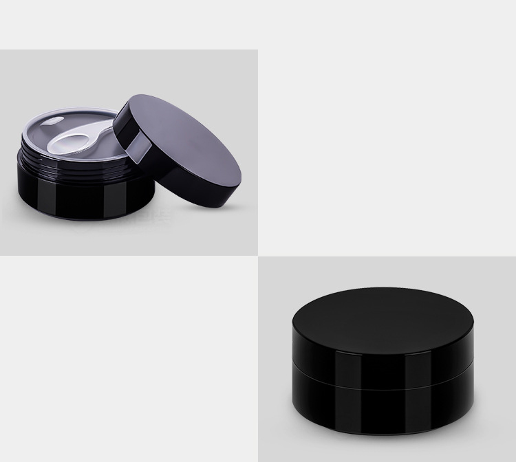 Hot Sale 100g Black Facial Cream Eye Cream Containers Think Wall Plastic Lip Scrub Jar Cosmetic Jar with Spoon