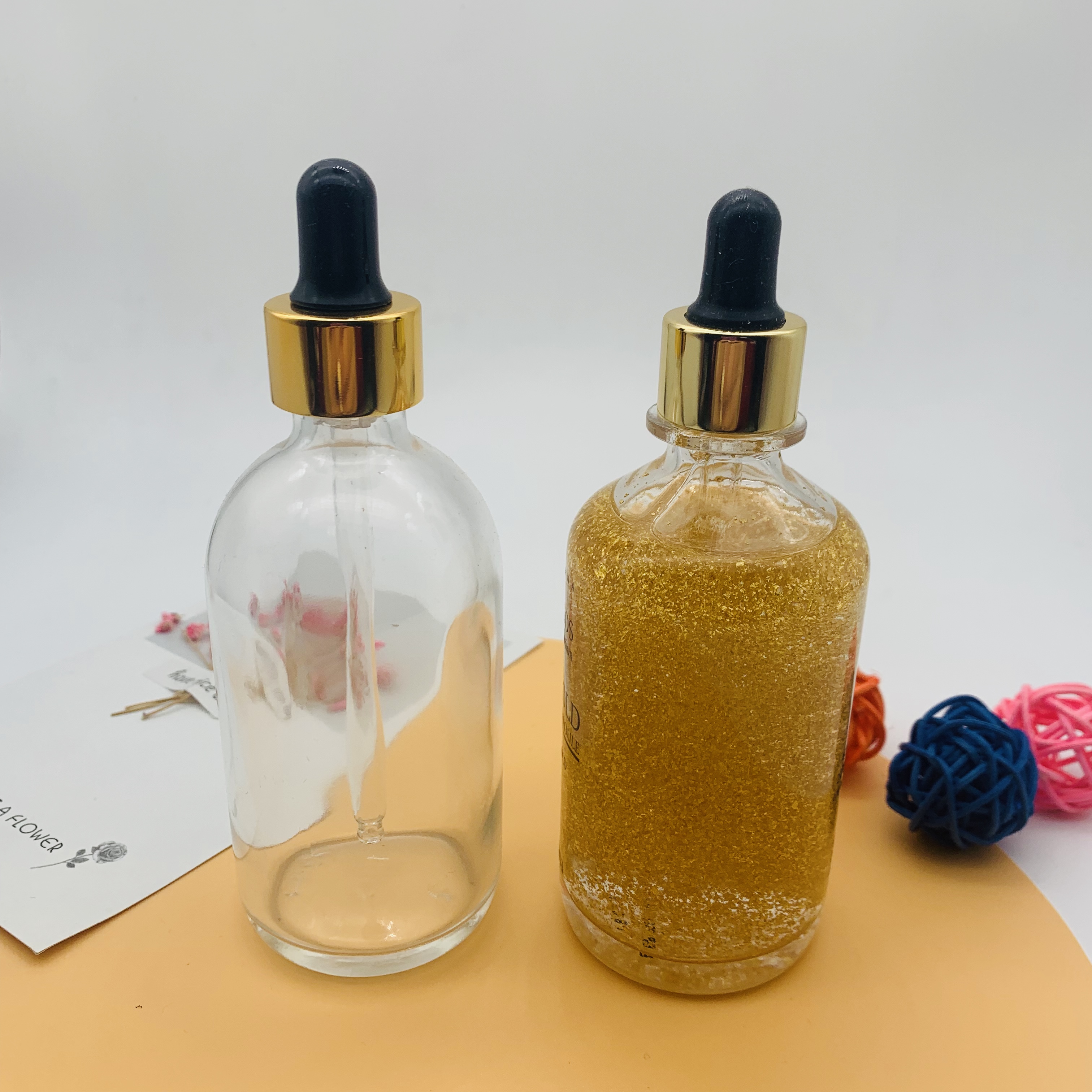 Hot Sale 100ml 24K Goldzan Ampoule Empty Glass Bottle with Dropper