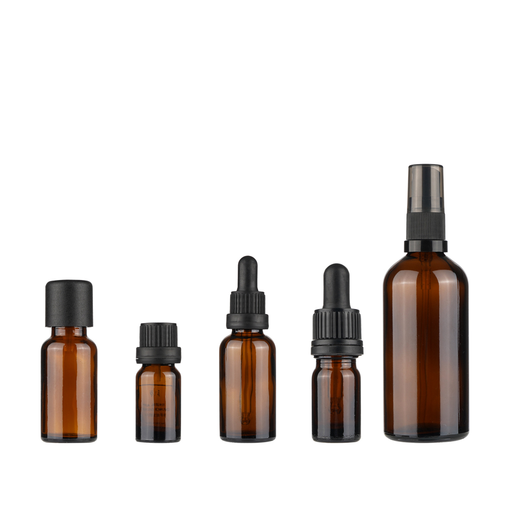 Hot Sale 10Ml 15Ml 20Ml 25Ml 30Ml 50Ml 60Ml Amber Frosted Oil Essential Oil Dropper Glass Bottle For Essential Oil
