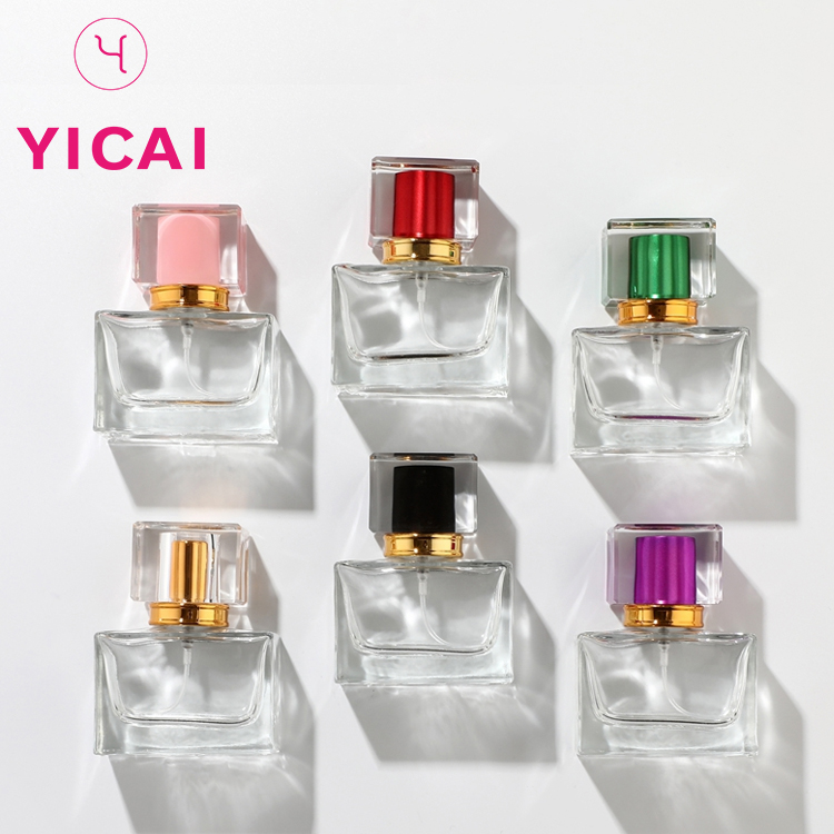 Hot Sale 10ml 15ml 20ml Refillable Rectangle Clear Purple Fashion Spray Perfume Bottle