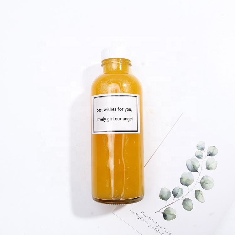 Hot Sale 12oz 500ml Clear Glass Kombucha Bottle With Plastic Or Metal Lid