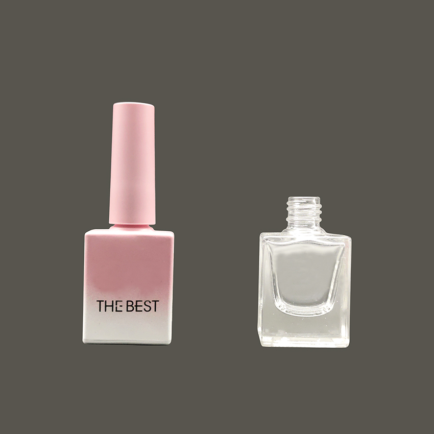 Hot Sale 15ml Empty Fancy Rectangle Gradient Pink Color Nail Polish Bottle With Brush