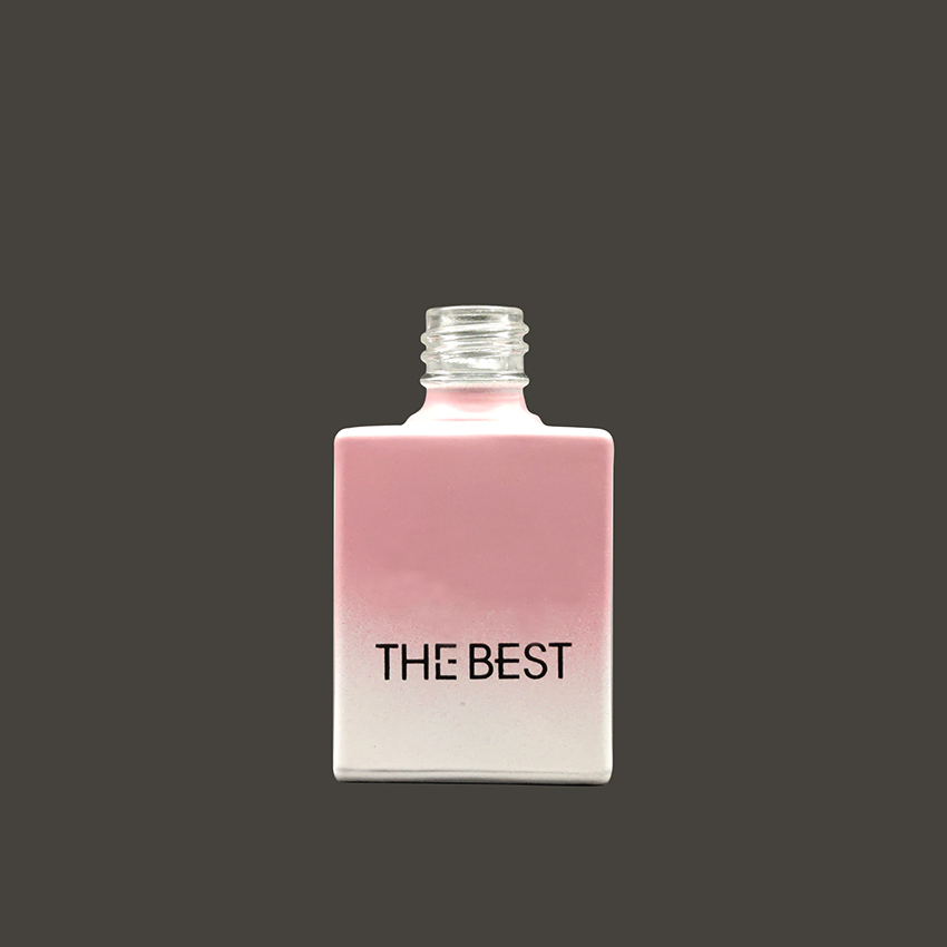 Hot Sale 15ml Empty Fancy Rectangle Gradient Pink Color Nail Polish Bottle With Brush