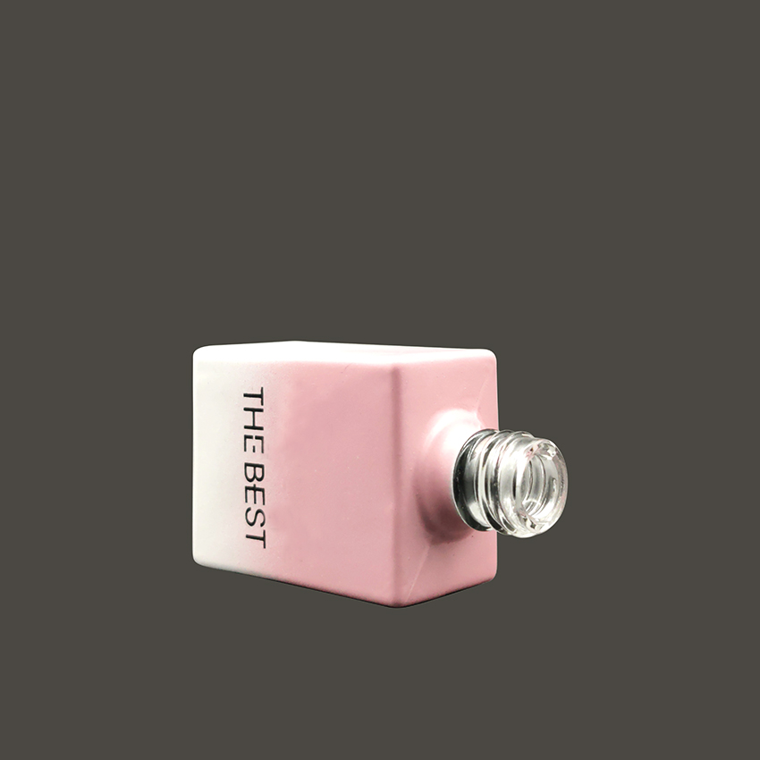 Hot Sale 15ml Empty Fancy Rectangle Gradient Pink Color Nail Polish Bottle With Brush