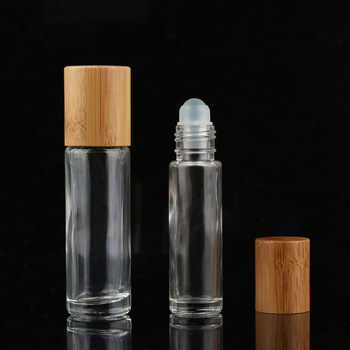 Hot Sale 15ml clear bamboo cosmetic bottle roll on perfume bottle glass bamboo bottle