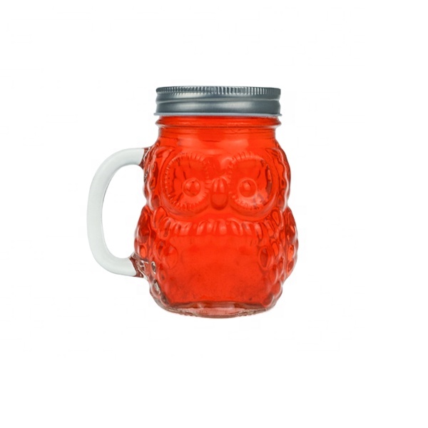 Hot Sale 16OZ 480ML airtight OWL glass mason jar with handle