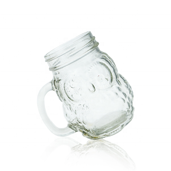 Hot Sale 16OZ 480ML airtight OWL glass mason jar with handle