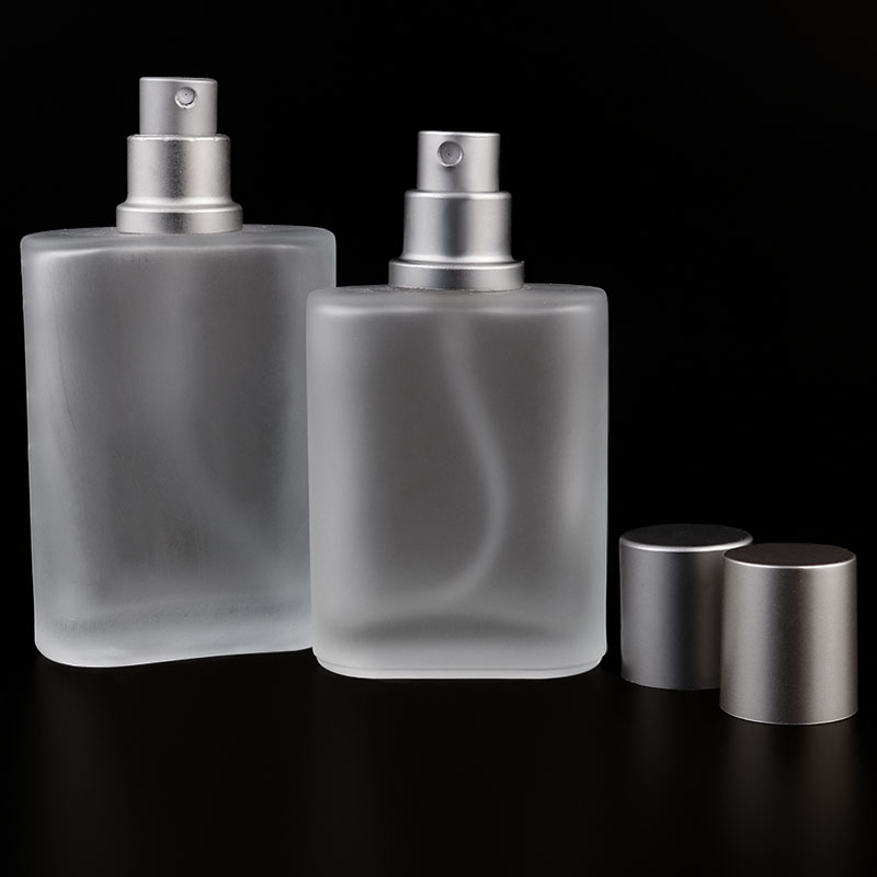 Hot Sale 1oz Luxury 30ml Aluminum Metal Pump Refillable Frosted Mist Spray Rectangle Glass Perfume Bottle Atomizer