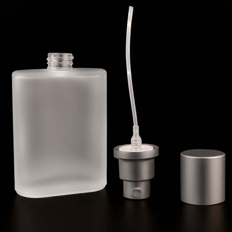 Hot Sale 1oz Luxury 30ml Aluminum Metal Pump Refillable Frosted Mist Spray Rectangle Glass Perfume Bottle Atomizer