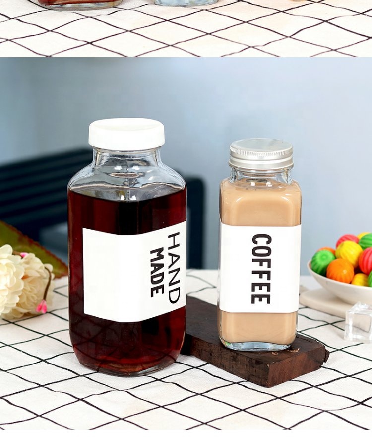 Hot Sale 2019 New Design Drink Bottle Juice Milk Tea Glass Bottle With Lid