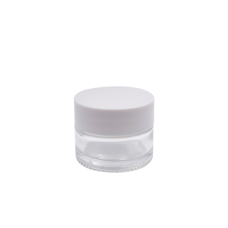 Hot Sale 20g Clear Thick Wall Cosmetic Cream Glass Jar with white lid