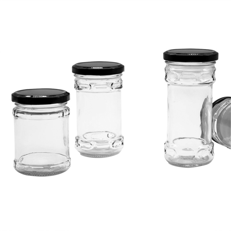 Hot Sale 250ml Clear Food Packaging Honey Jar Glass Jam Jar With Metal Lid