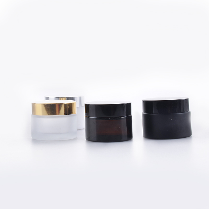 Hot Sale 30g 50g Customized glass jar color with electroplate lid for skin care