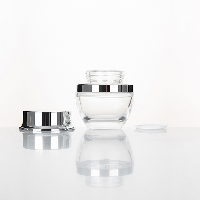 Hot Sale 30g Frosted glass Cosmetic Cream Jar With Bamboo Lid