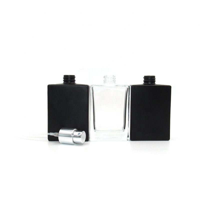 Hot Sale 30ml Clear/Black Glass Perfume Bottle Refillable Pump Atomizer Bottle with Sprayer and Clear Caps