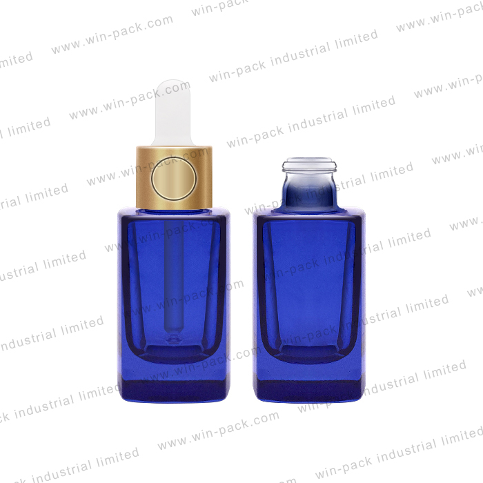 Hot Sale 30ml Glass Dropper Transparent Orange Color Glass Shiny Collar Bottle With Flat Shoulder