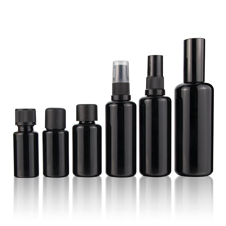 Hot Sale 30ml Unique Empty Dark UV Violet Glass Essential Oil/Serume Bottles with Gold Dropper for Skincare Cosmetic Packaging