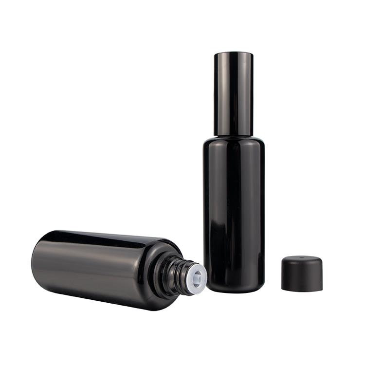 Hot Sale 30ml Unique Empty Dark UV Violet Glass Essential Oil/Serume Bottles with Gold Dropper for Skincare Cosmetic Packaging