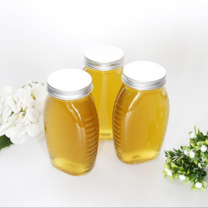 Hot Sale 330ml Shaped Glass Jars Queenline Honey Jar With lid