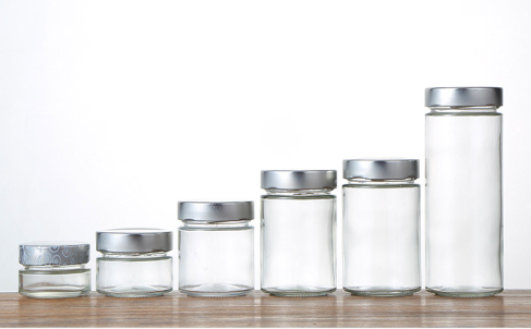 Hot Sale 380ml Tall Round Shape Ergo jar Food glass jar for honey jelly with deep metal lid