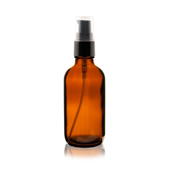 Hot Sale 4 oz AMBER Boston Round Glass Bottle With Black Treatment Pump