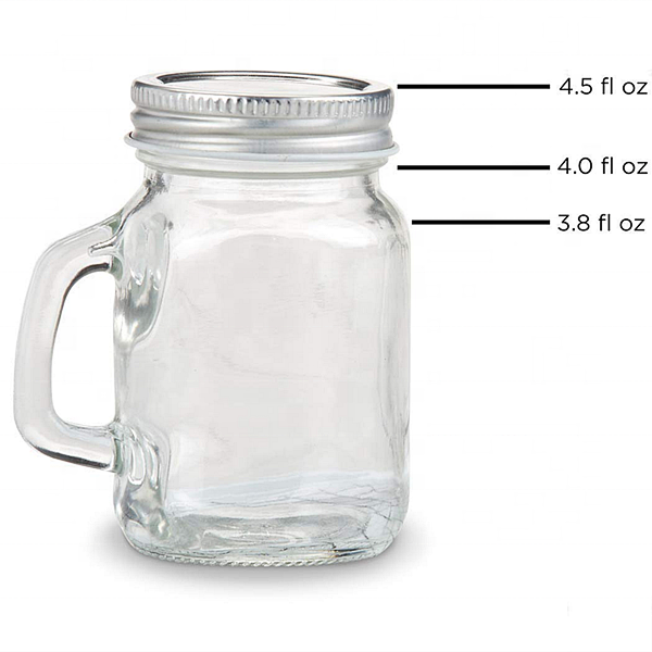 Hot Sale 4oz 120ml Customized mason shot glass jar with handles