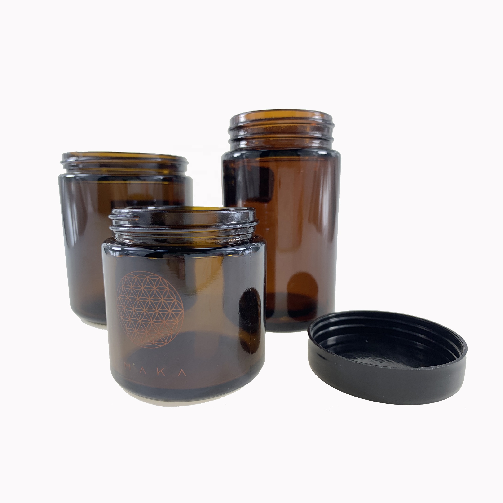 Hot Sale 4oz Amber  Glass Candle Jar  Tin Lid For Jar Candle