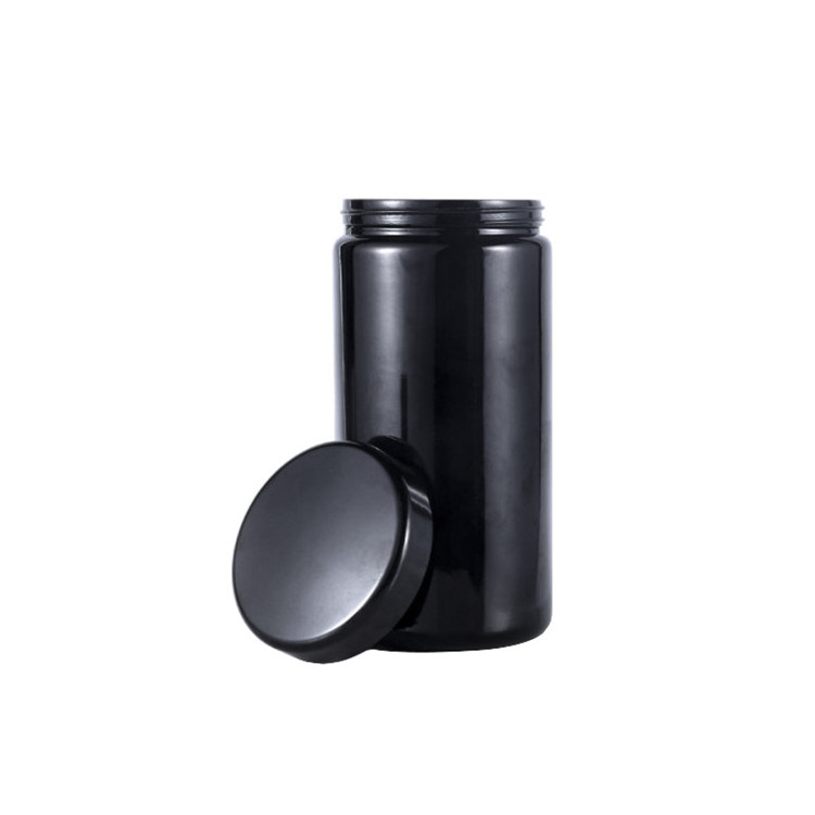 Hot Sale 500ml 1000ml UV Glass Jar/Smell-Proof Ultraviolet Storage Stash Jar Container/Tall Large Black Weed containers