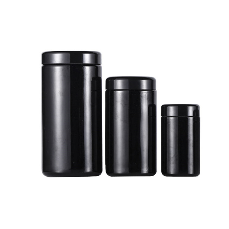 Hot Sale 500ml 1000ml UV Glass Jar/Smell-Proof Ultraviolet Storage Stash Jar Container/Tall Large Black Weed containers