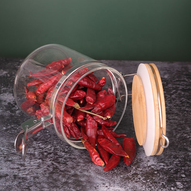 Hot Sale 500ml Kitchen Snap-on Bamboo Lid Glass Storage Jar Food Storage Container