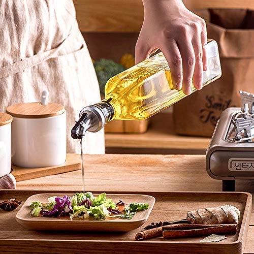 Hot Sale 500ml Kitchen Stainless Steel Pourer Spouts Glass Vinegar Olive Oil Dispenser