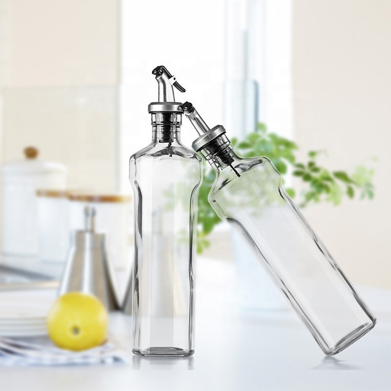 Hot Sale 500ml Kitchen Stainless Steel Pourer Spouts Glass Vinegar Olive Oil Dispenser