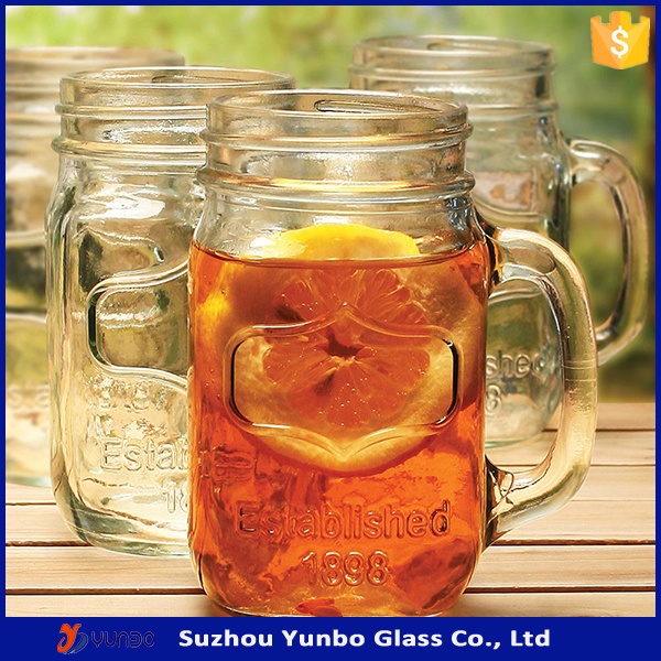 Hot Sale 580 ml Mason Jars Drinking with Handle