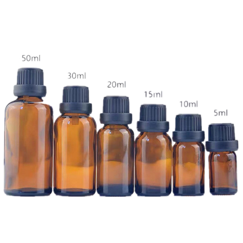 Hot Sale 5ml 15ml 20ml 30ml 50ml Amber Glass Euro Round Dropper Bottle With Euro Cap For Essential Oil