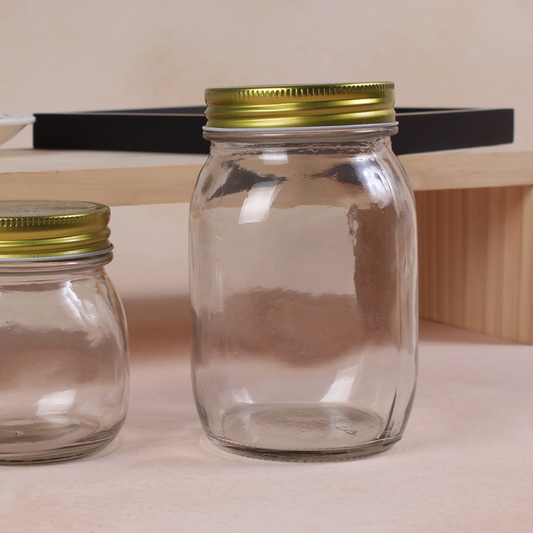 Hot Sale 70ml 250ml 500ml Cylinder Shape Glass Jar Storage with Gold Color Lid