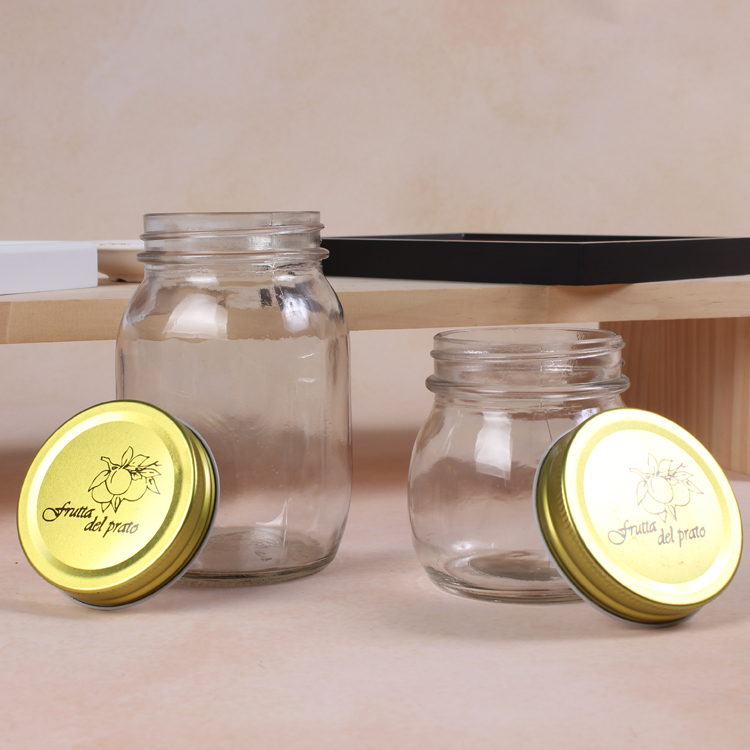 Hot Sale 70ml 250ml 500ml Cylinder Shape Glass Jar Storage with Gold Color Lid