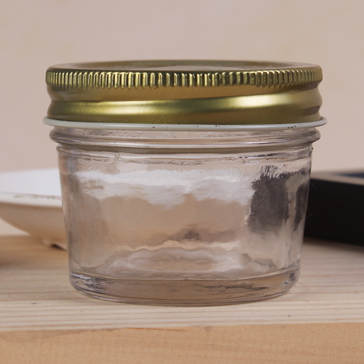 Hot Sale 70ml 250ml 500ml Cylinder Shape Glass Jar Storage with Gold Color Lid