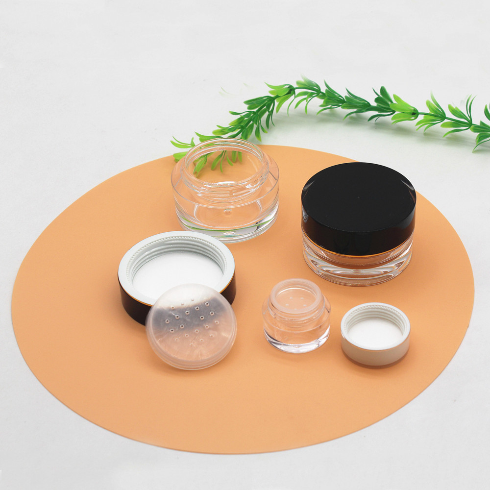 Hot Sale 80g Round Acrylic Clear Loose Powder Jar with Sifter