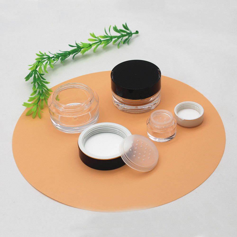 Hot Sale 80g Round Acrylic Clear Loose Powder Jar with Sifter