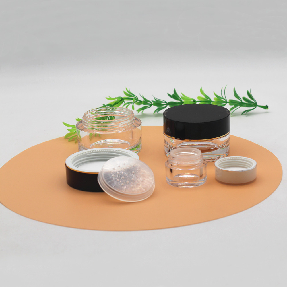 Hot Sale 80g Round Acrylic Clear Loose Powder Jar with Sifter