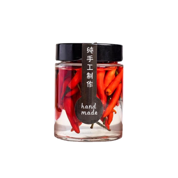 Hot Sale 8oz 16oz 12oz Customized Clear Glass Sauce Jar Bottle For chili or soy With Plastic Screw Cap