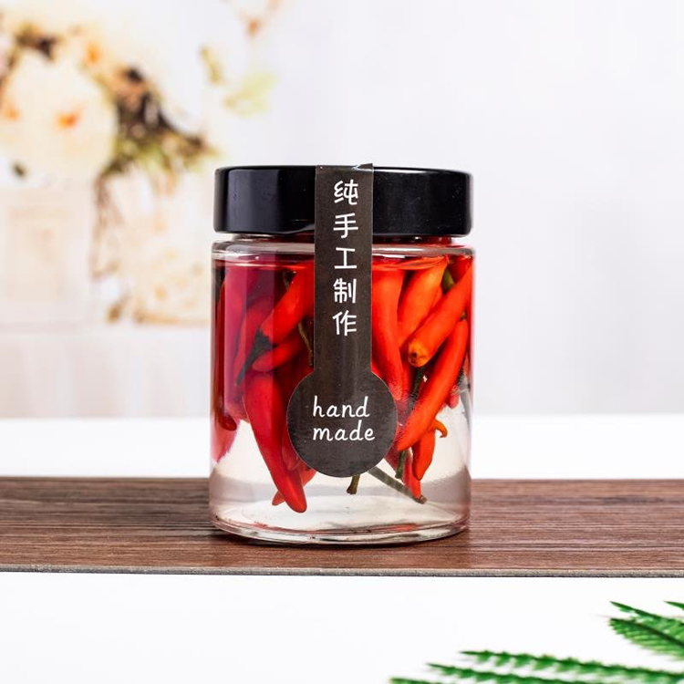 Hot Sale 8oz 16oz 12oz Customized Clear Glass Sauce Jar Bottle For chili or soy With Plastic Screw Cap