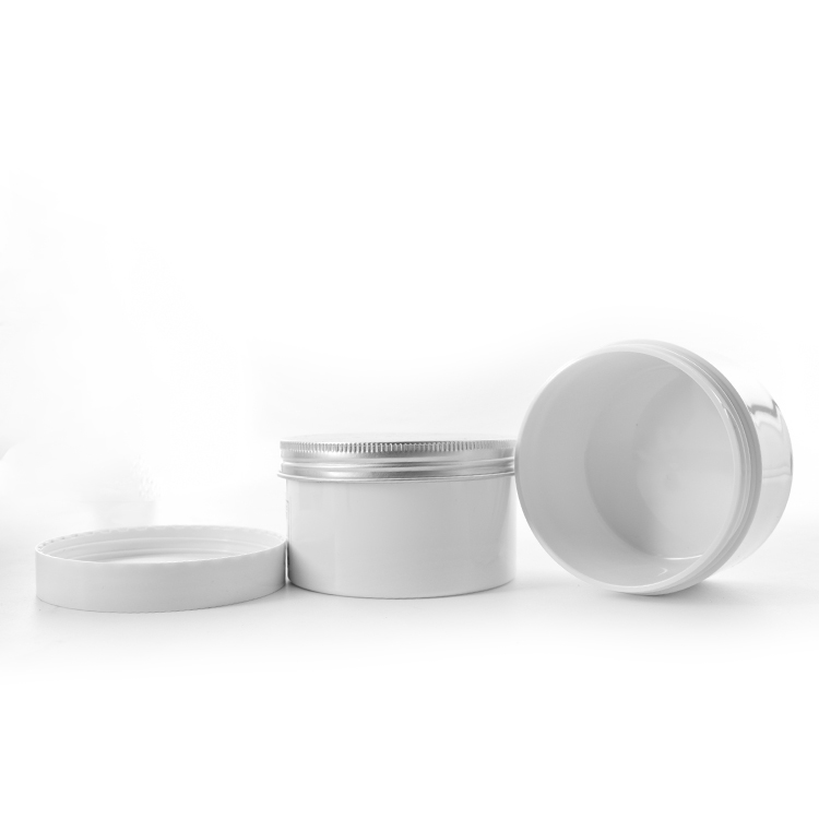 Hot Sale Aluminium Lid Round Clear white Container Food Grade 100ml 200ml 300ml 400ml PET Plastic Food jar