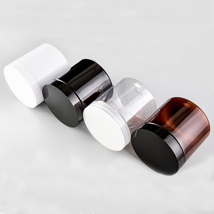 Hot Sale Aluminium Lid Round Clear white Container Food Grade 100ml 200ml 300ml 400ml PET Plastic Food jar