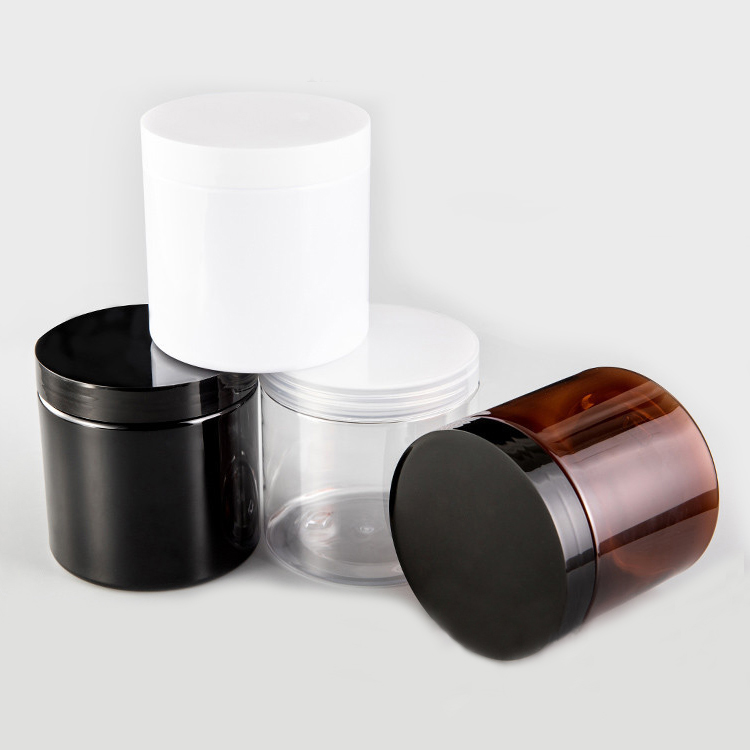 Hot Sale Aluminium Lid Round Clear white Container Food Grade 100ml 200ml 300ml 400ml PET Plastic Food jar