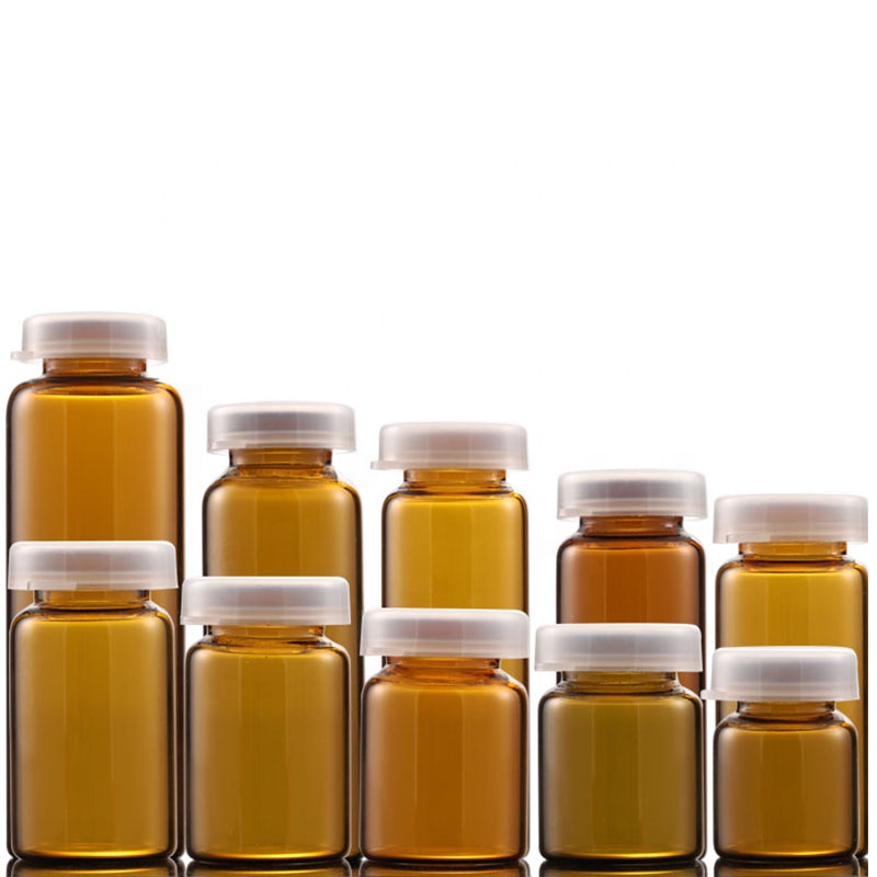 Hot Sale Amber Injection Vial 3CC Medicine Glass Bottle With Clear White Cap