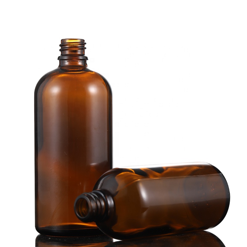 Hot Sale Amber glass essential oil container dropper bottle with rose gold cap