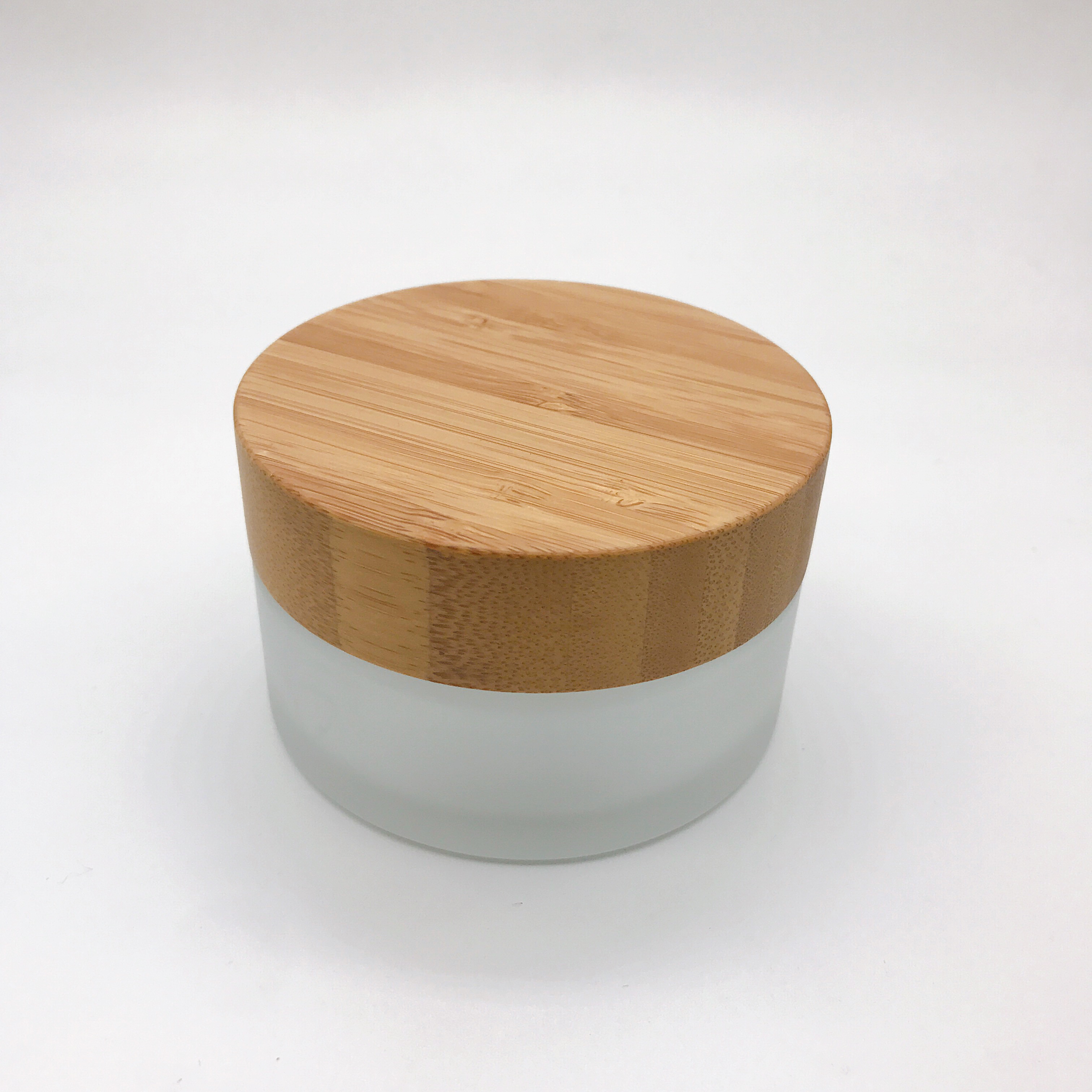 Hot Sale Bamboo Cap Glass Jar Frosted Glass Cream Jar with Bamboo Lid